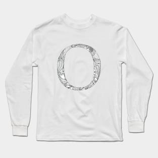 Henna Alphabet O / Henna Letter O - Black Henna Line Art Long Sleeve T-Shirt